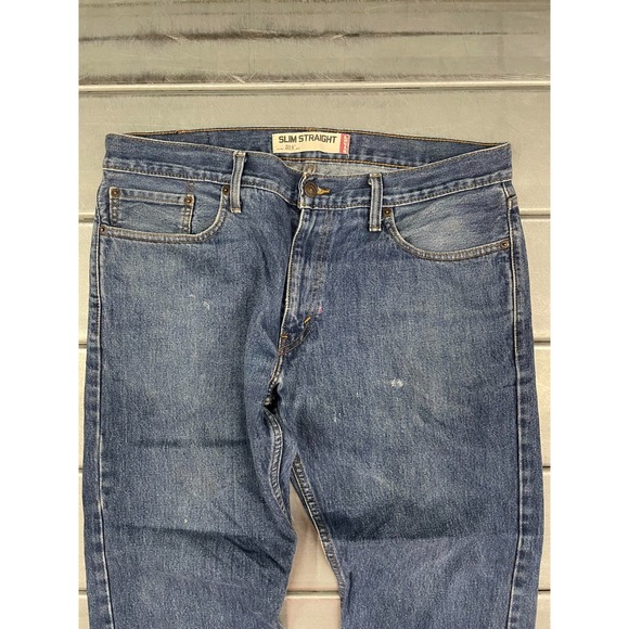 Levis 514 Jeans Mens 36X30 Blue Medium Wash Denim Slim Straight 100% Cotton - Picture 2 of 16